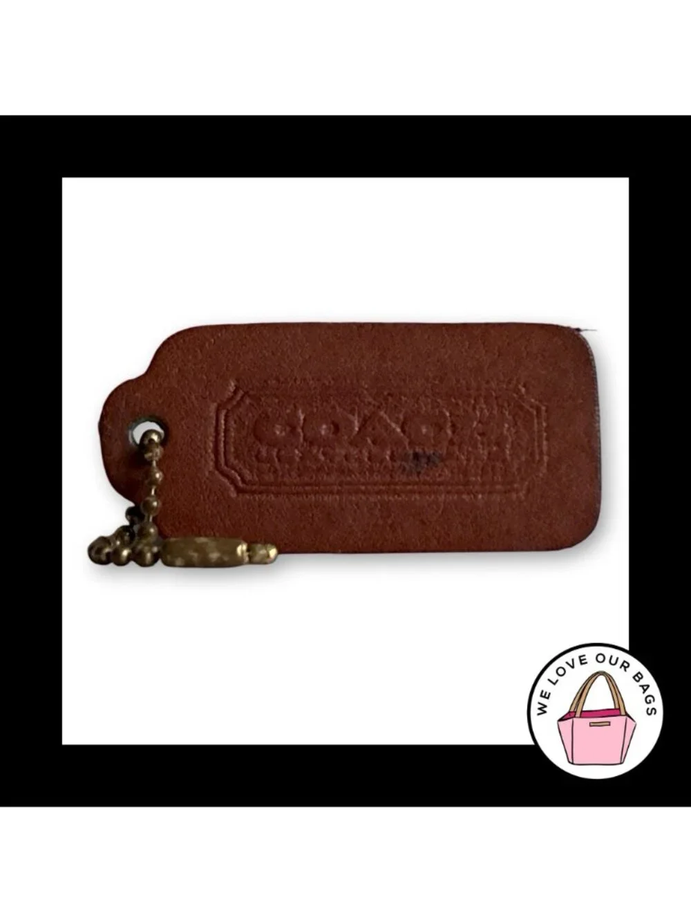 COACH VINTAGE LEATHERWARE Brown Glovetanned Leather Hang Tag Bag Charm Keychain